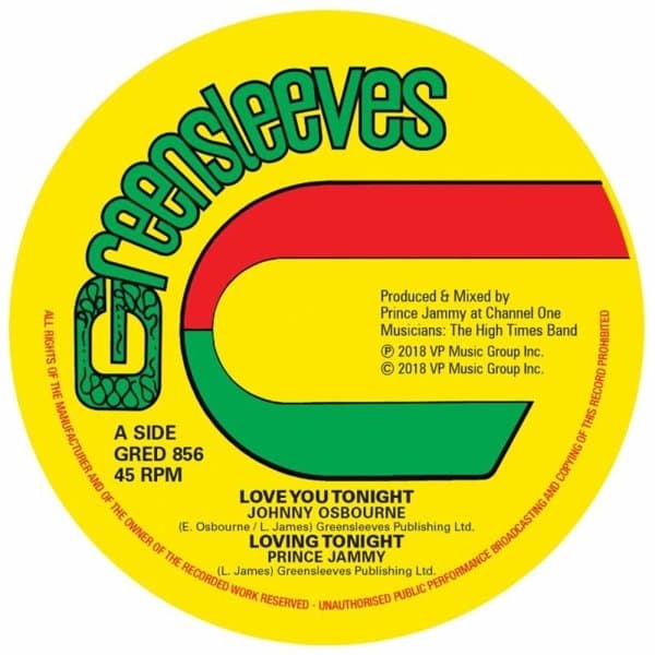 Johnny Osbourne & Prince Jammy - Love You Tonight / Purify Your Heart (12" Single)